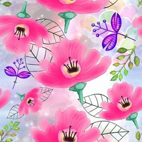 Bigger Hot Pink Wildflower Garden Collage
