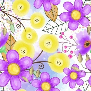 Bigger Purple and Yellow Wildflower Garden Collage