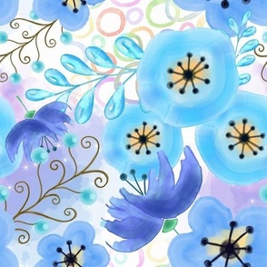 Bigger Blue Wildflower Garden Collage