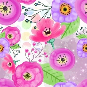 Bigger Pink and Purple Wildflower Garden Collage