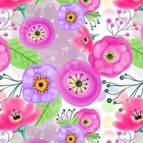 Smaller Pink and Purple Wildflower Garden Collage