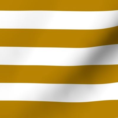 Large Dark Goldenrod Awning Stripe Pattern Horizontal in White