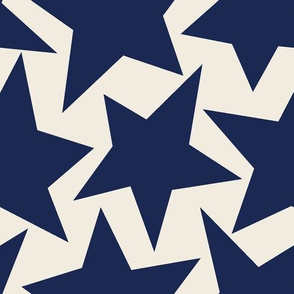 Tossed Stars-Ivory/Navy Blue