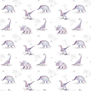 Neutral Watercolor Dinosaurs for Kids and Babies