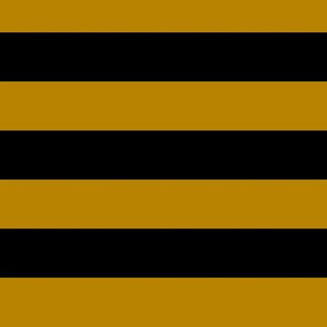 Large Dark Goldenrod Awning Stripe Pattern Horizontal in Black
