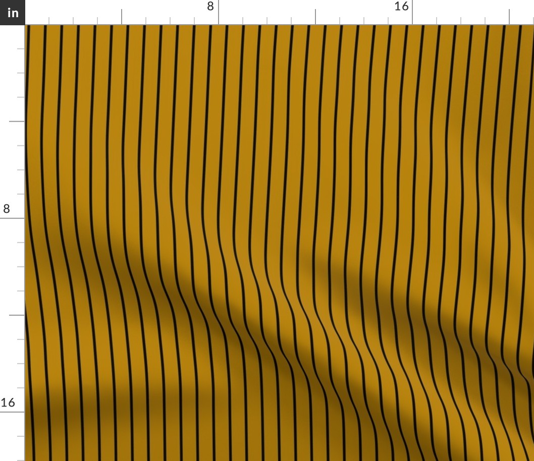 Dark Goldenrod Pin Stripe Pattern Vertical in Black