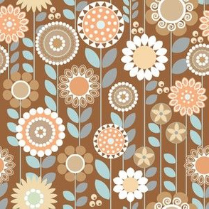 Copper Patina, Folksy Floral / Folk Art / Earth Tones / Small