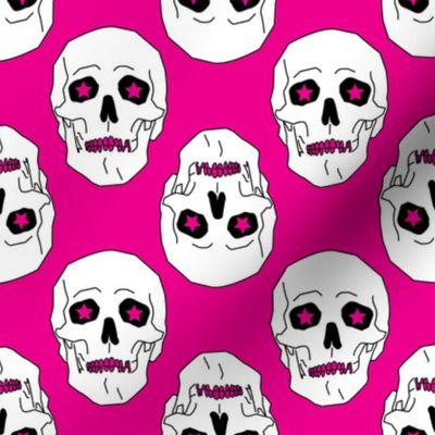 Punk skulls Magenta and White Medium scale Non directional