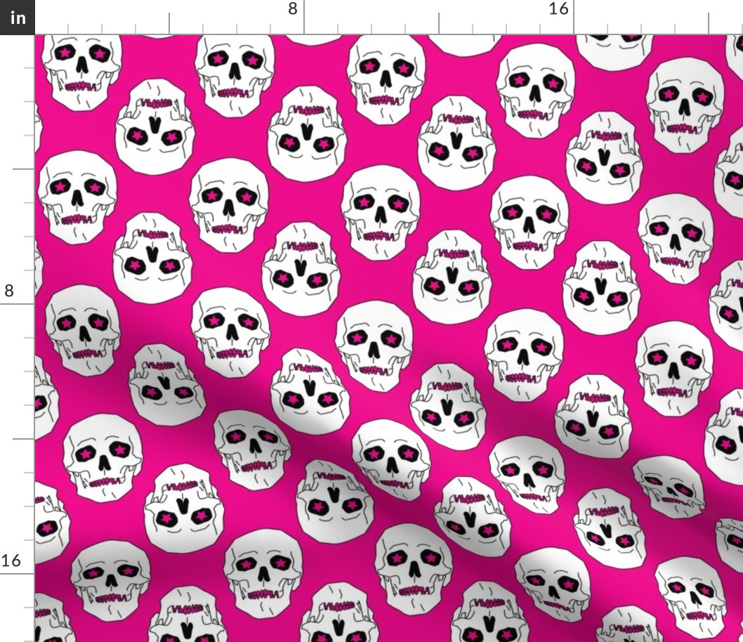 Punk skulls Magenta and White Medium scale Non directional