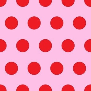 1´´ Lovecore Polka dot red on pink