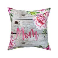 Mom with Pink Roses 18 inch square