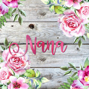 Nana with Pink Roses 18 inch square