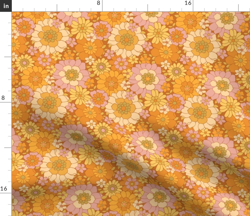 Avery Retro Floral On Caramel-small scale