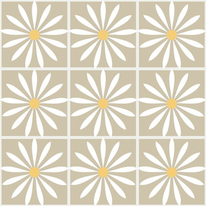 Flower Grid Beige / Large