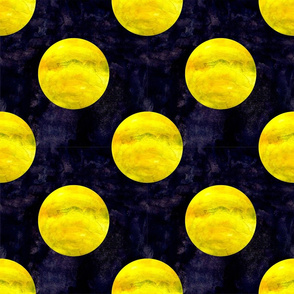 Intergalactic Co-ordinates - Yellow Planet Watercolor Polka Dots