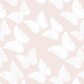 embroidered white butterflies on peach
