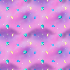 Pokiberry Pastel Rainbow Unicorn Galaxy Moon Shooting Stars 