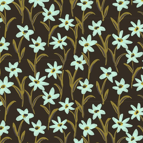 Medium scale - Bright gloomy blooms pattern.