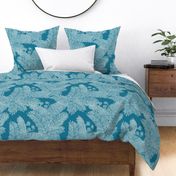 HAPU FERN Dusty blue and white small