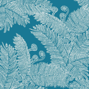 HAPU FERN Dusty blue and white small