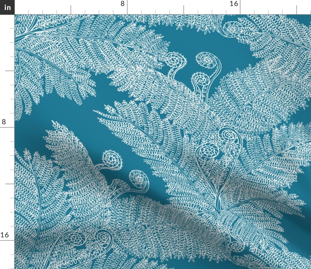 HAPU FERN Dusty blue and white small