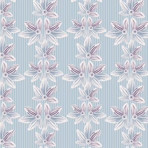 pastel blue floral stripes by rysunki_malunki