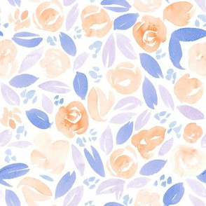 Painterly Florals | Cornflower Blue and Coral