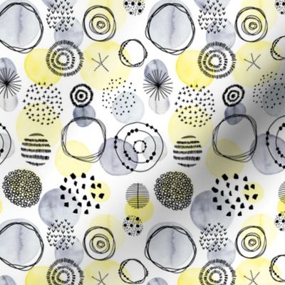 Abstract Circles | Grey Yellow Small Scale