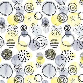 Abstract Circles | Grey Yellow Small Scale