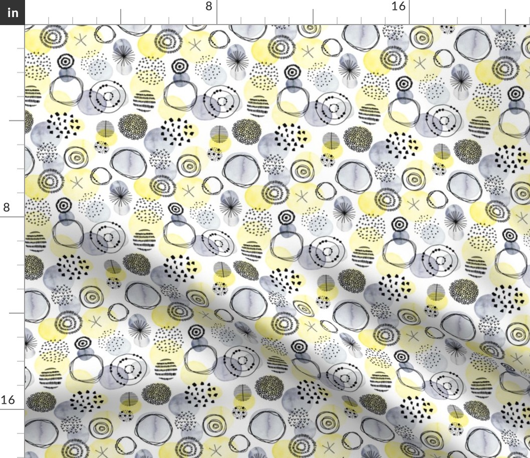 Abstract Circles | Grey Yellow Small Scale