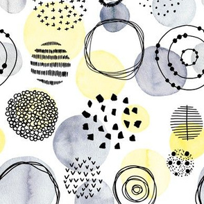 Abstract Circles | Yellow and Grey Large Scale