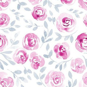 Watercolour Roses | Pink and Grey