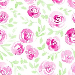 Watercolour Roses | Pink Green