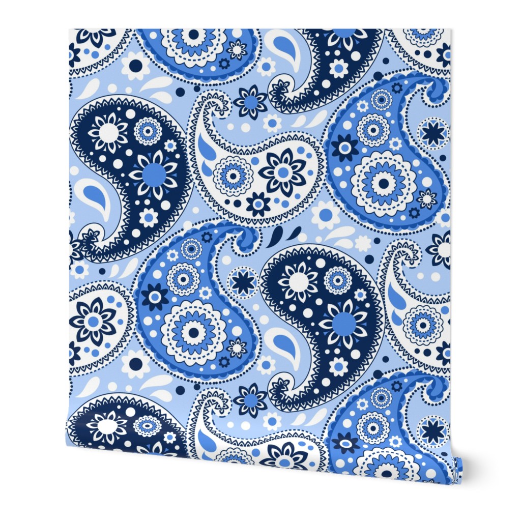 Blue and White Paisley Print