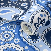 Blue and White Paisley Print