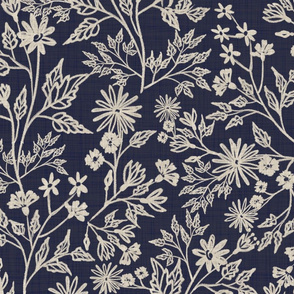 Fragrant Garden (Navy) - Large Scale