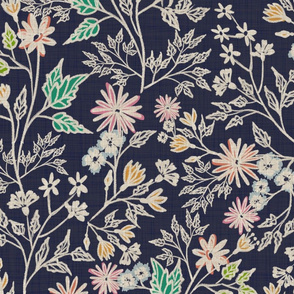 Fragrant Garden (Colourful with Navy BG) - Large Scale