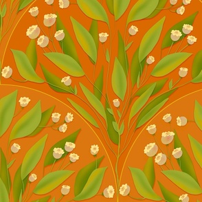 lily of the walley scallop shapes in orange and green by rysunki_malunki