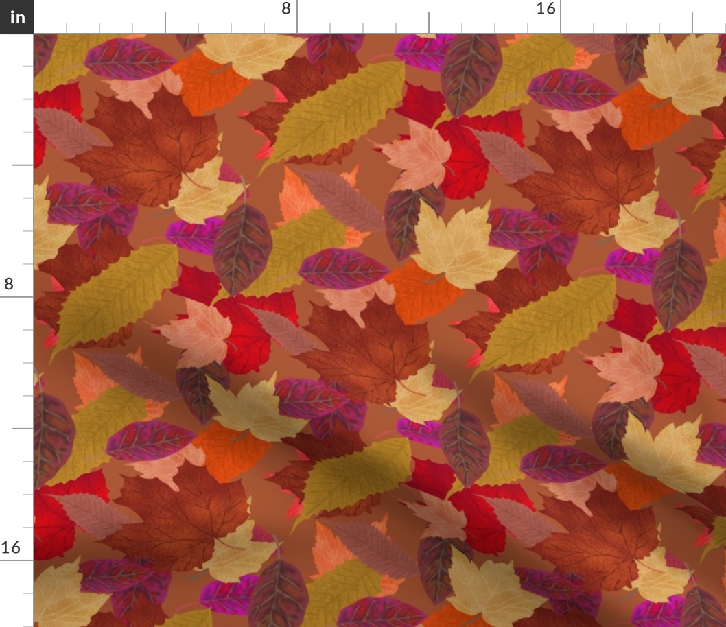 Autumn Leaf Pile on Cocoa Brown