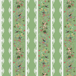 HUMMINGBIRD VINE STRIPE - HUMMINGBIRD COLLECTION (GREEN)