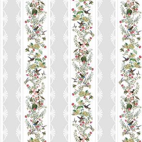 HUMMINGBIRD VINE STRIPE - HUMMINGBIRD COLLECTION (WHITE)