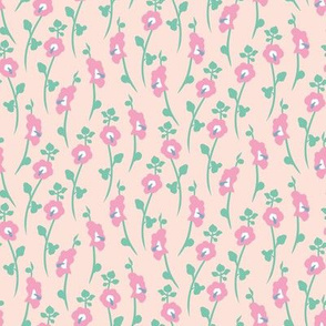 pink hollyhock garden by rysunki_malunki