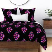 extra-large floral diamond in Mad colors on black