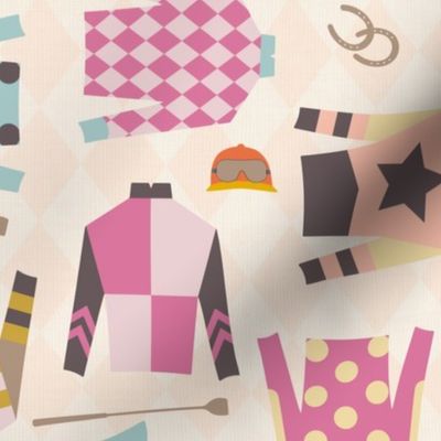 Lucky Charm Horse Racing Jockey Silks, Multi-Directional // Pastels