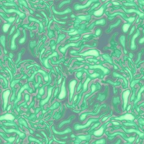 Nebula, Dark green and light green wavy stripes on a gray background