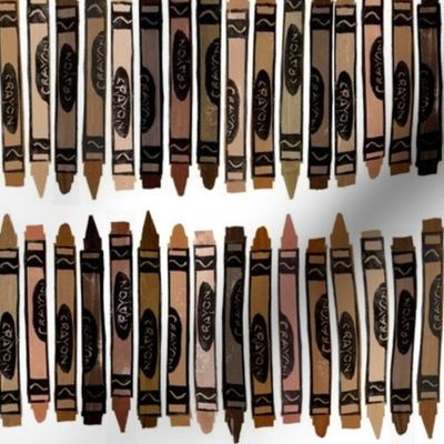 rows of rubberstamped crayons - skin tones