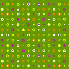 daisy grid on bright lime green