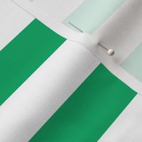 Large Jade Green Awning Stripe Pattern Horizontal in White