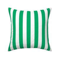 Large Jade Green Awning Stripe Pattern Vertical in White