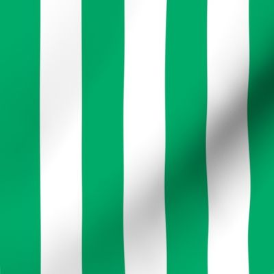 Large Jade Green Awning Stripe Pattern Vertical in White